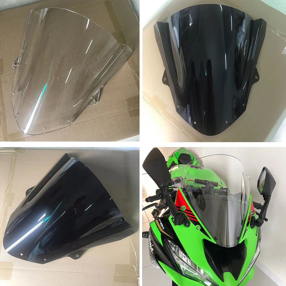 Motorcycle ZX6R Windscreen Double Bubble Windshield Screen For Kawasaki Ninja 636 ZX-6R 2009 2010 -2020 2021 2022 2023 ZX 6R