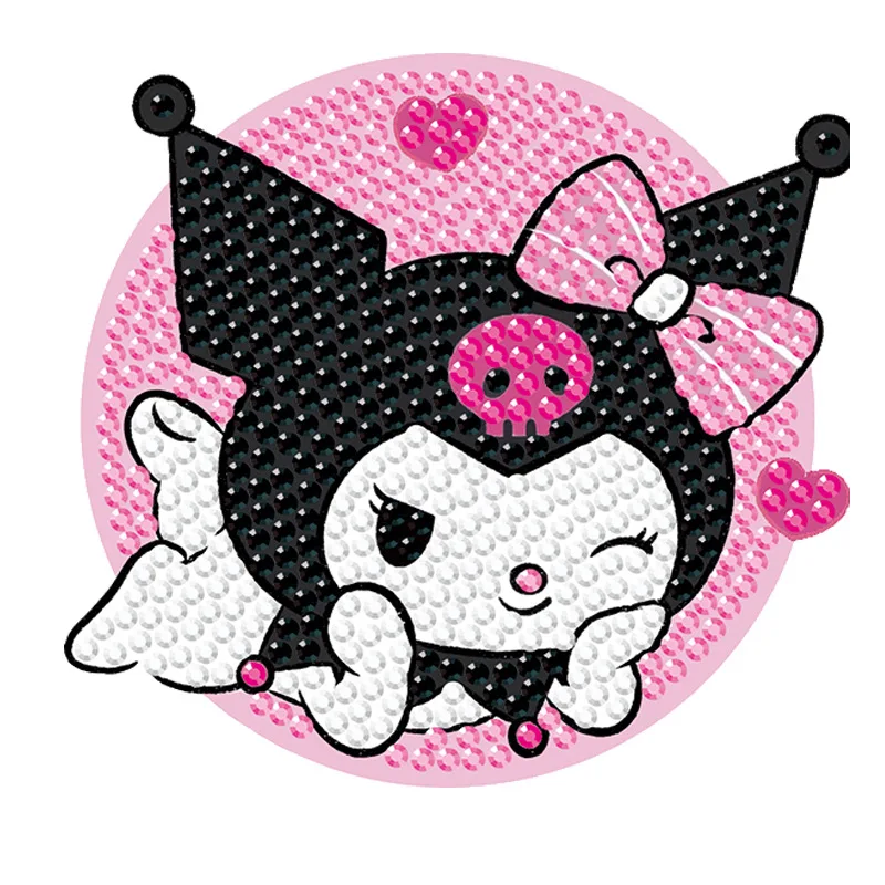 8Pcs Hello Kitty Characters Diamond Painting Coaster Kit, 5D Full Drill Cute Kawaii Rhinestone Drink Mat, DIY Art Coaster for view 5