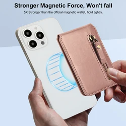 Magnetic Cards Holder Zipper Wallet Vertical Solt For Magsafe For iPhone 16 Pro Max 15 14 13 12 Universal Cover Accessories Bag