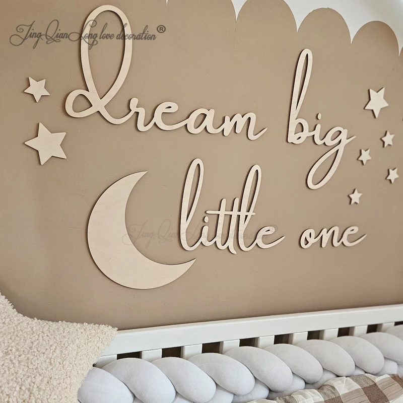 Custom Dream Big Little One Name Plate for Children's Rooms Door Sign Personalized Wooden Sign Wall Decoration Lettering