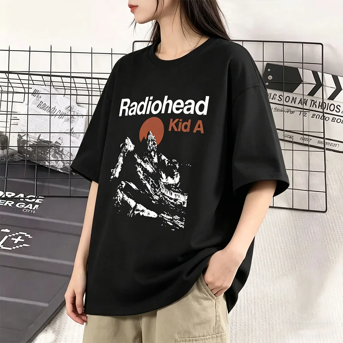 

Rock Band Radiohead Kid A Album Tour 2000 T Shirt Men Women Retro Casual Cotton Short-sleeved T-shirts Men's Hip Hop Streetwear