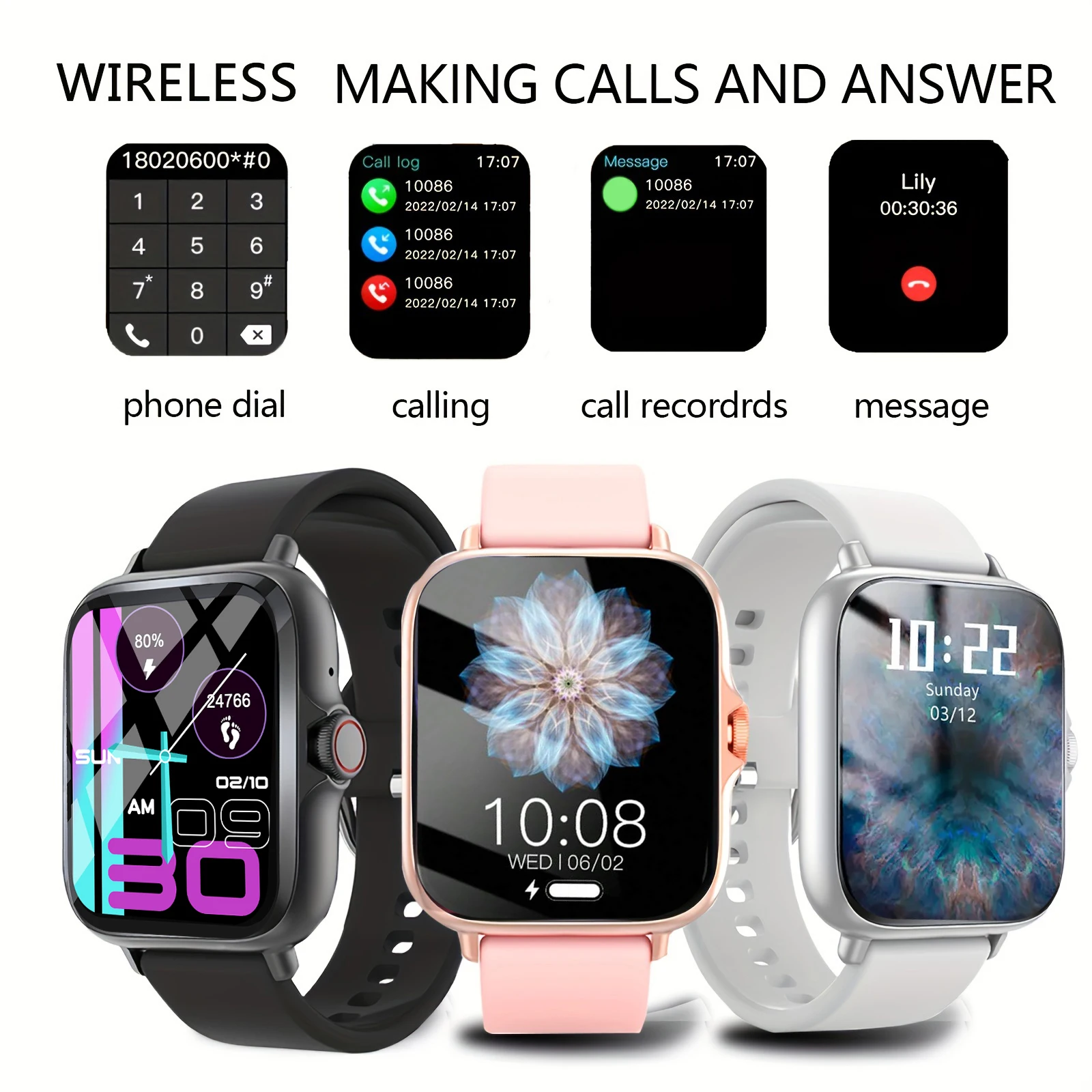 Smart Watch with Wireless Calling and APP Reminders
