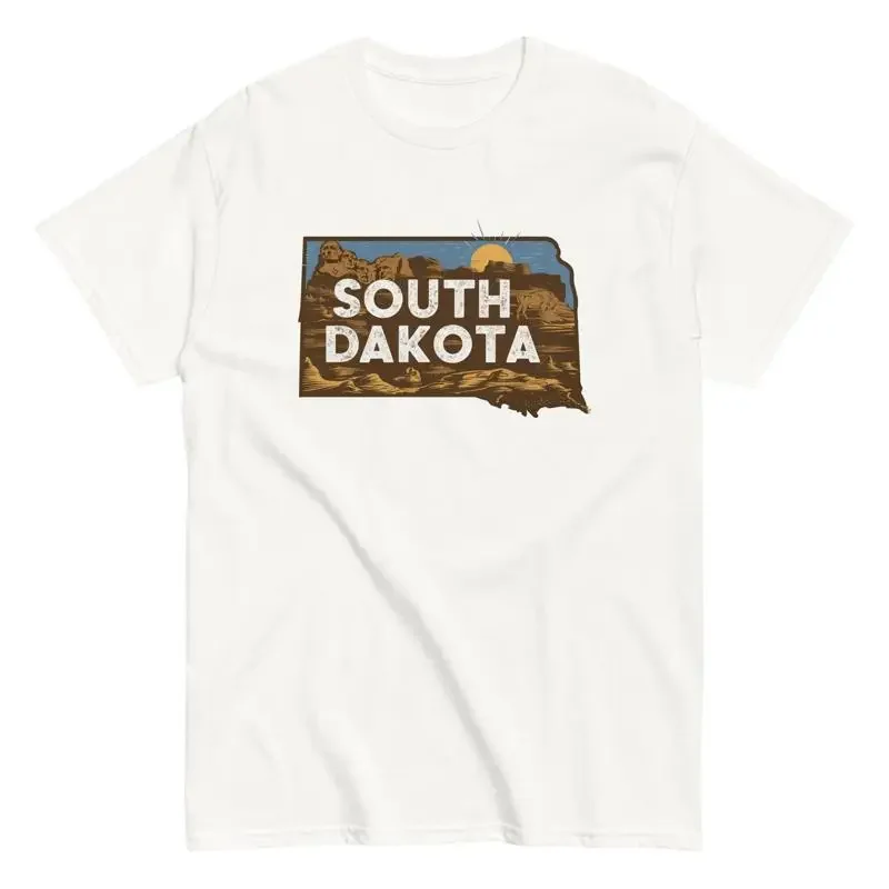 South Dakota State Map Vacation Pride Sd Cotton T Shirt Retro Style