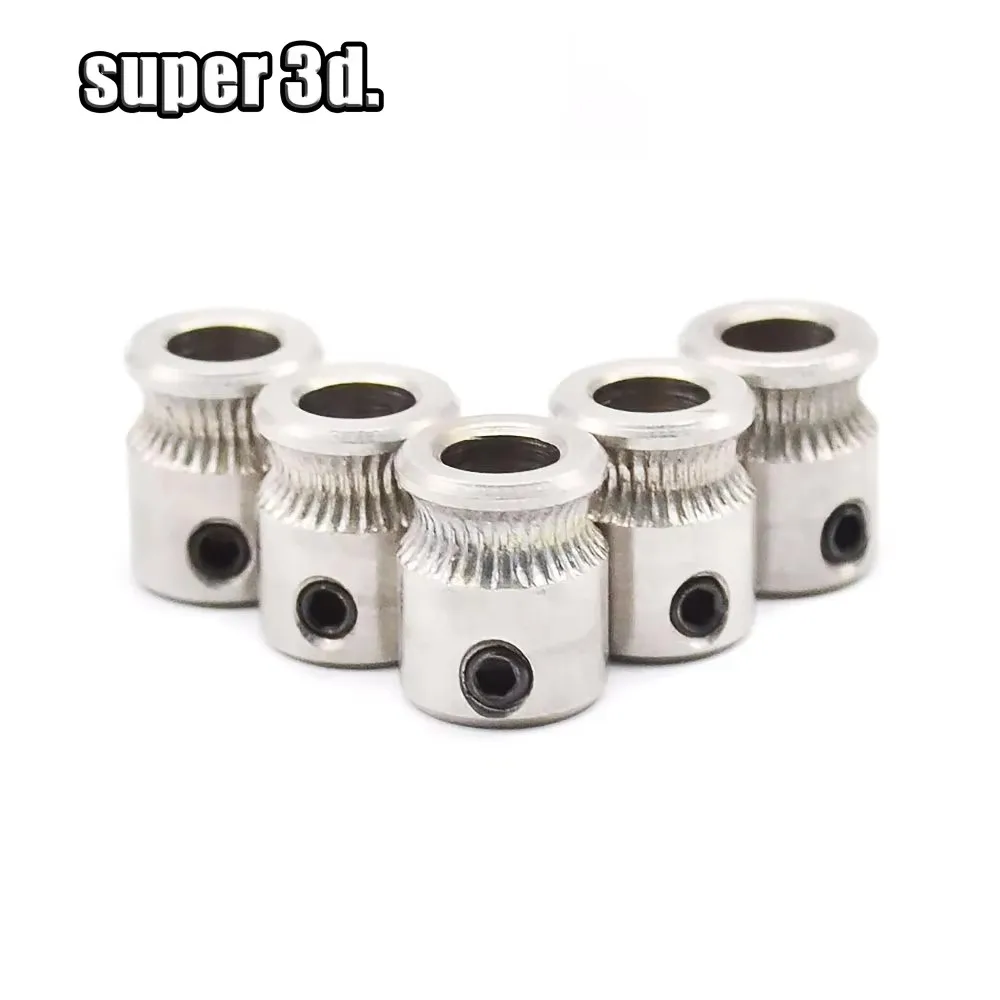 2pcs MK7 MK8 Extruder Drive Gear Bore 5mm  For 1.75/3.0mm filament 3D Printer Stainless Steel Feeding Pulley