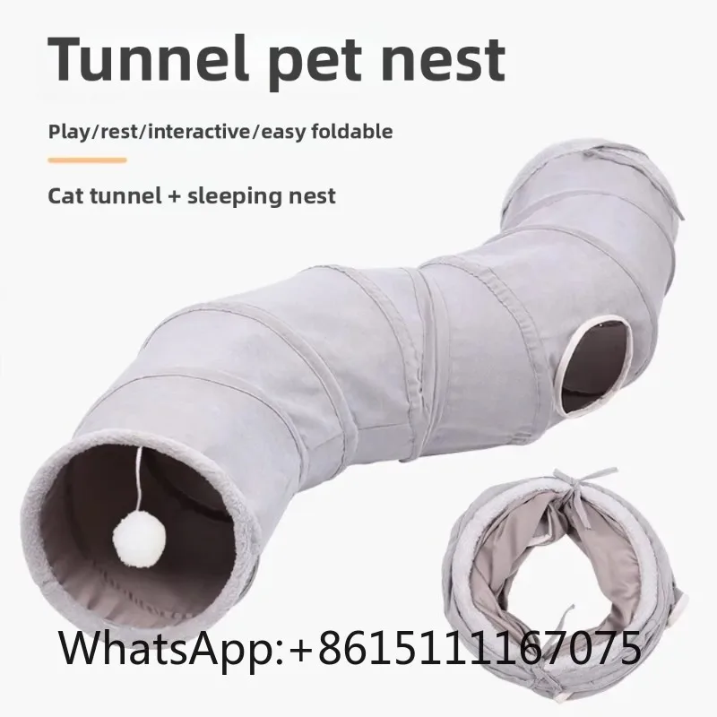 **Foldable Cat Tunnel Tent Interactive Toy Nest for Indoor Kittens**
