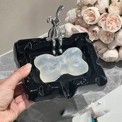 Light Luxury Ceramic Cheese Soap Box, Cute Household Rabbit Soap Dish, Home Decoration