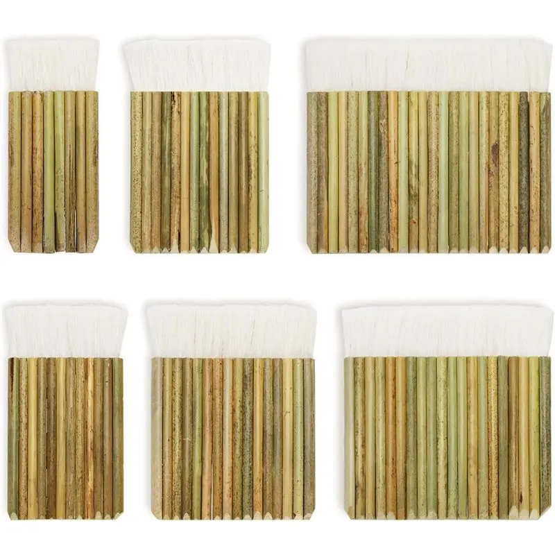 

【РУБЕЖНОВОДЕНЧЕСКИЙ ПЕРІОД】 Набор мягких шерстяных кистей с бамбуковой ручкой, 6 размеров, широкие кисти для глазури, для гончарных работ и акварели