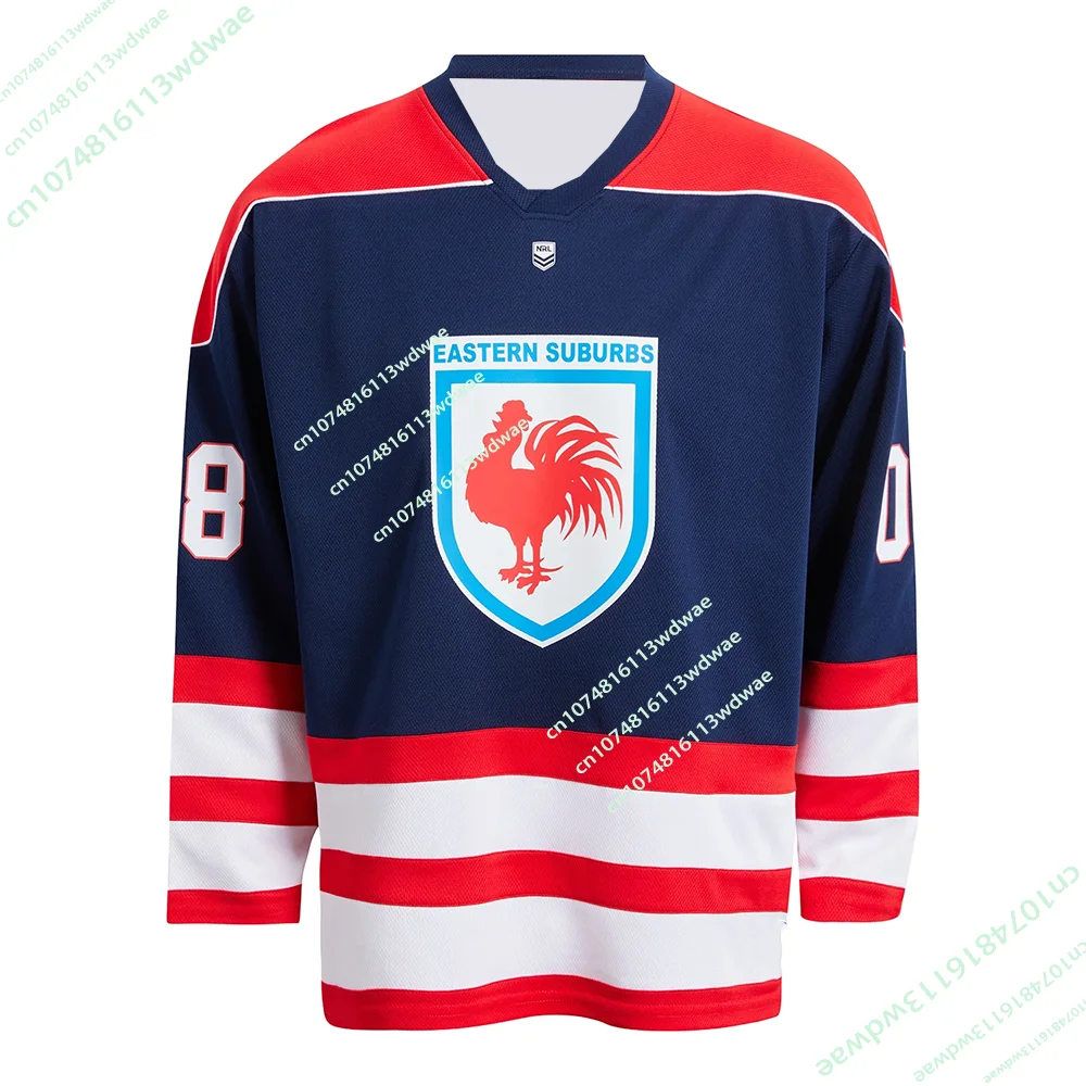 

New 2026 NRL Australia Sydney Roosters Adult Hockey Jersey Men 3D Pint Long Sleeve Sport Casual Quick-dry T-Shirt Moto