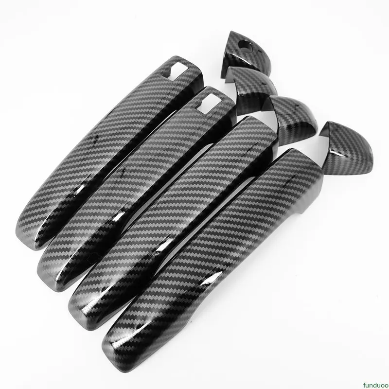 For Geely Atlas Emgrand NL-3 Proton X70 BO YUE Carbon Fiber Chrome Car Door Handle Cover Decor Trim Sticker Styling Accessories