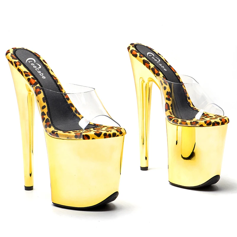 Leecabe  Shinny Golden style high heel sandals 20cm/8inch  sexy model shoes pole dance shoes