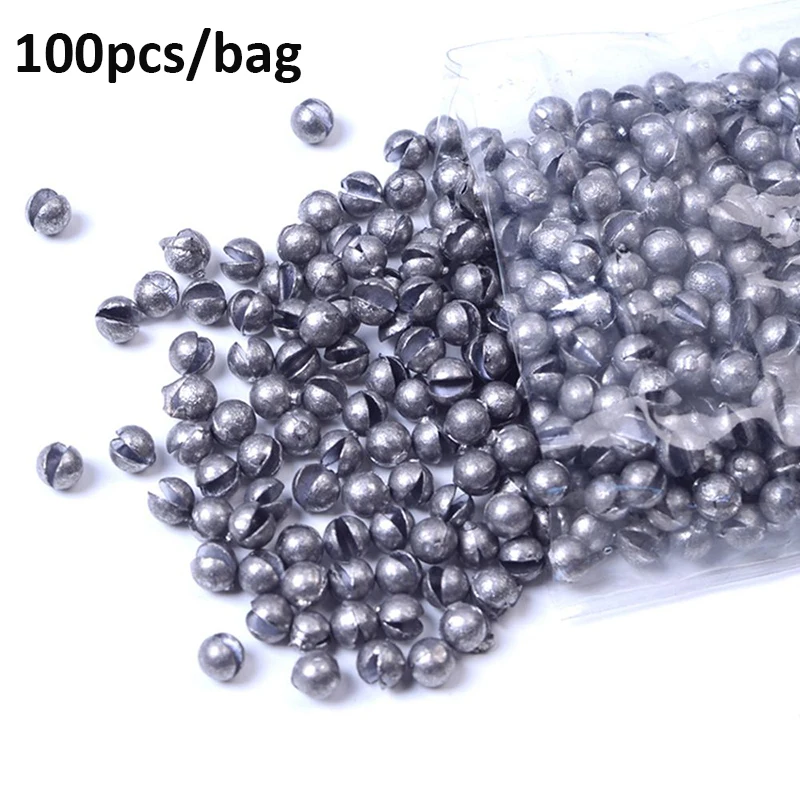 100Pcs/bag 0.3g-5g Carp Fishing Solid Oval Split Shot Lead Explosion Sinker Fishing Lure Weight Auxiliary Fishing Tackle M205