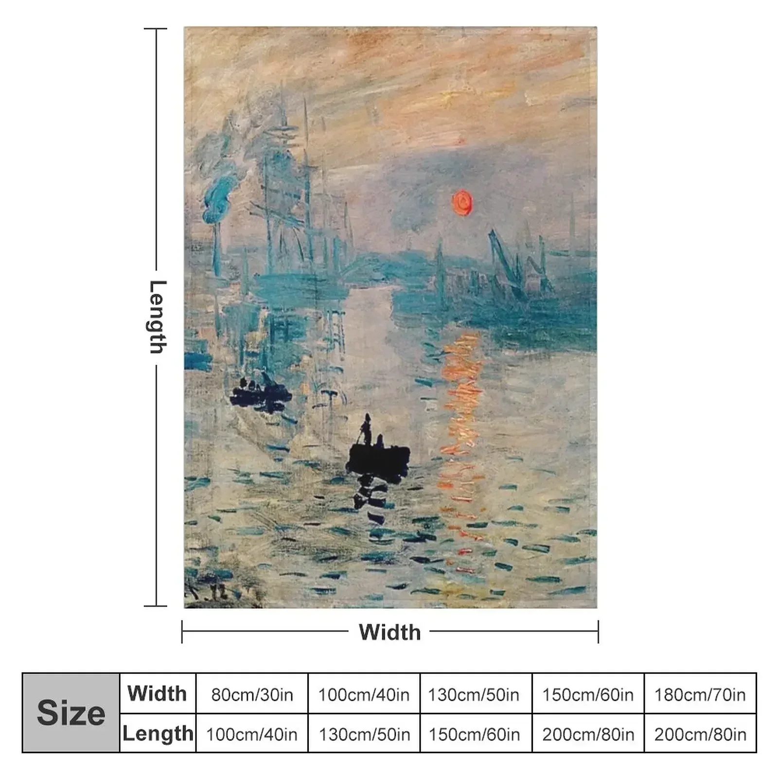 Impression Sunrise' | 'Impression Soleil Levant' de Claude Monet Throw Blanket Decoratives Decorative Beds Blankets