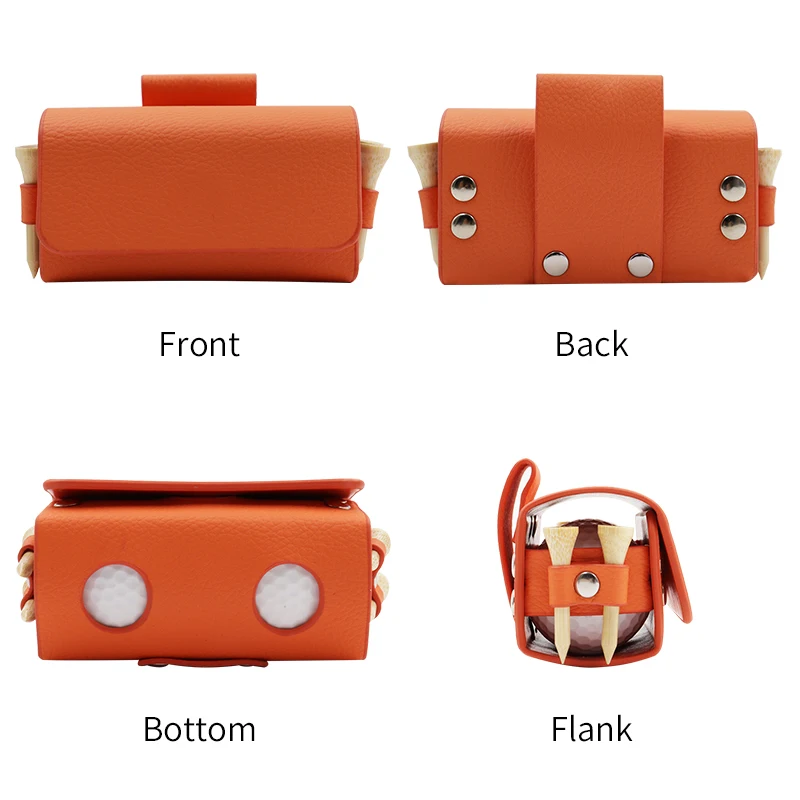 Golf Pouch Bags Travel Case Golf Ball Bag Portable Waist Storage Bag PU Leather For 2Pcs Golf Balls Holds And 4 Golf Tees Bag