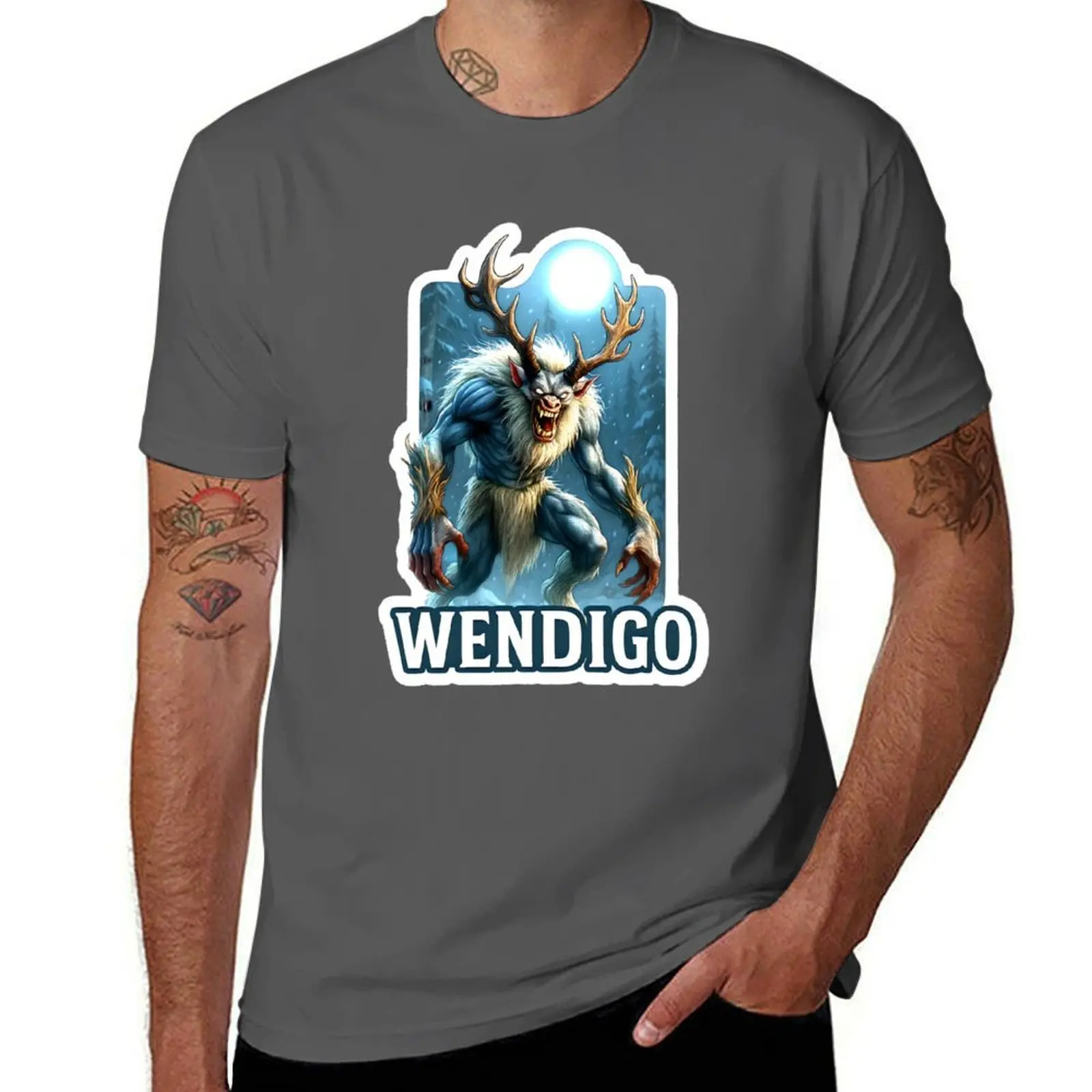 

Wendigo – Folklore Monster Horror Art T-Shirt Active Sports Short Sleeve Cotton Shirt
