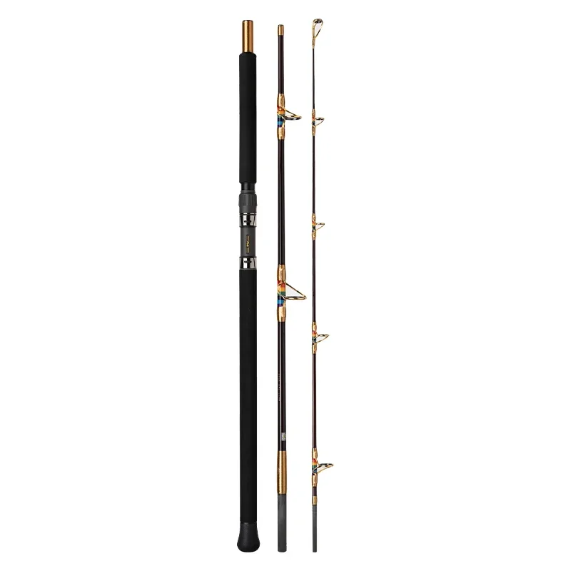 ECOODA GT FISHER Rainbow 3 Section Popping Fishing Rods Carbon Fiber Sea Saltwater Big Game Boat Casting Rod