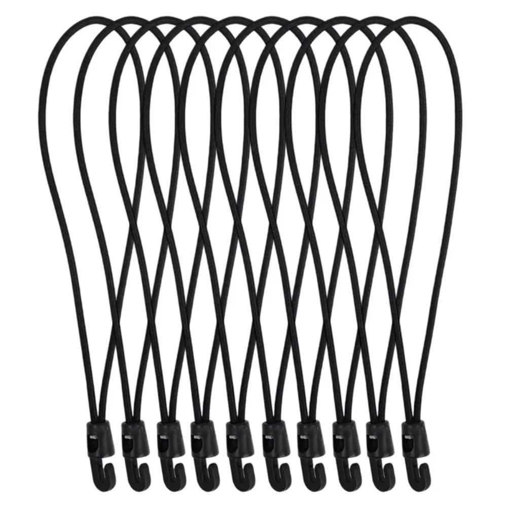 10Pcs New 10/15/25cm Bungee Cord with Hooks Black High Elasticity Expander Nylon Luggage Straps Rope Camping Tarpaulin