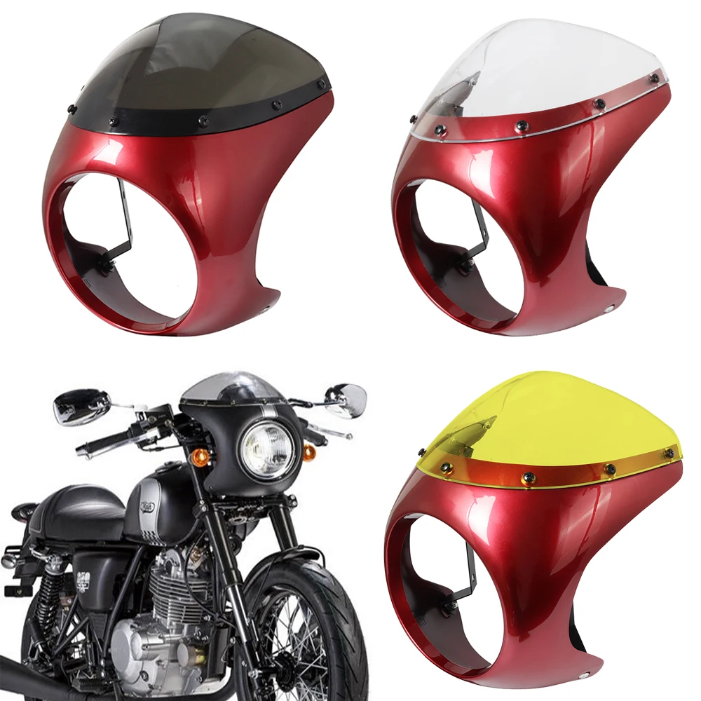 

Для Honda Cafe Racer Sportster Touring Ретро мотоцикл обтекатель лобового стекла 7 дюймов защита фар аксессуары для мотоциклов