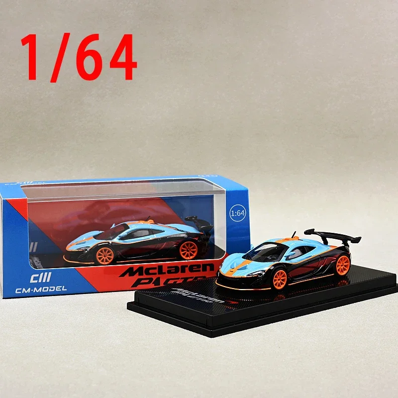 Diecast Car Model 1/64 Scale Mclaren P1 GTR Supercar Model Alloy Mclaren P1 Racing Vehicle Collectible Ornaments Toys for Boys