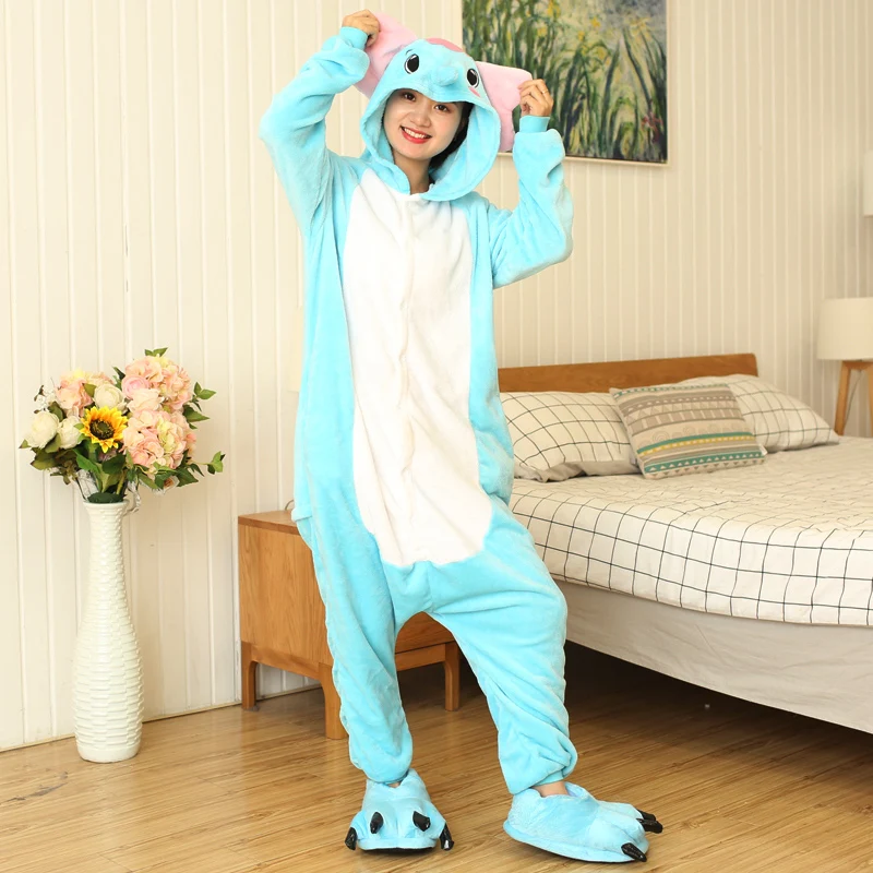 Kigurumi Elephant Cartoon Pajamas Onesies Adults Women Men Animal Pyjamas Jumpsuits Christmas Halloween Cosplay Party Costumes