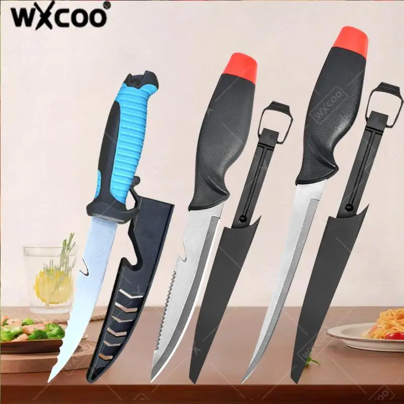 WXCOO Stainless Steel Multifunctional Fish-scaling Cutter Fish Filleting Knife Cooking Chef Knife Kitchen Knife with Cover