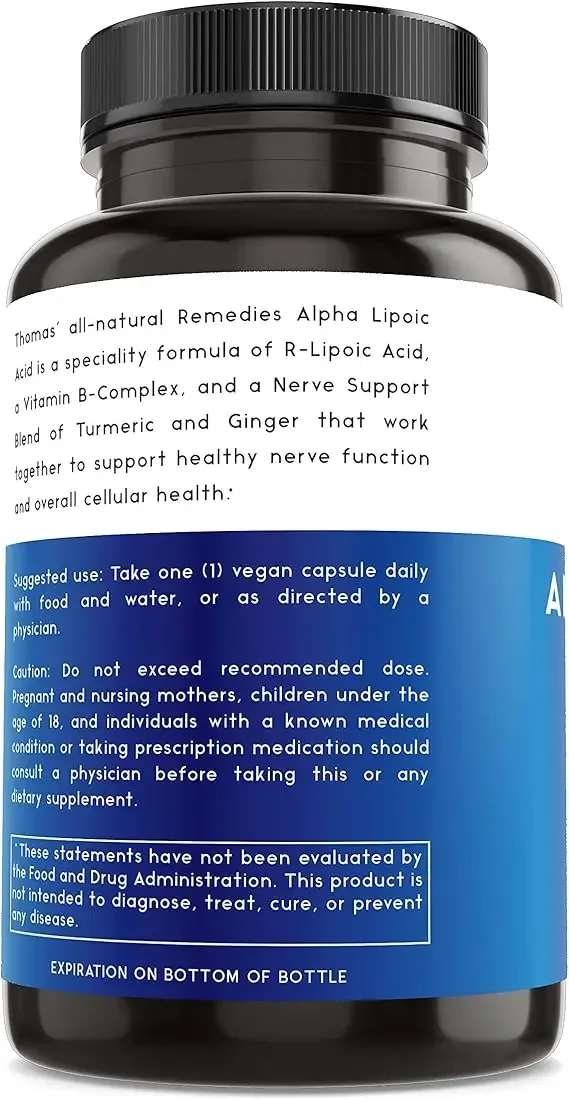 Alpha Lipoic Acid 600mg, 60 Capsules with B-Vitamins, Vegan, No Fillers