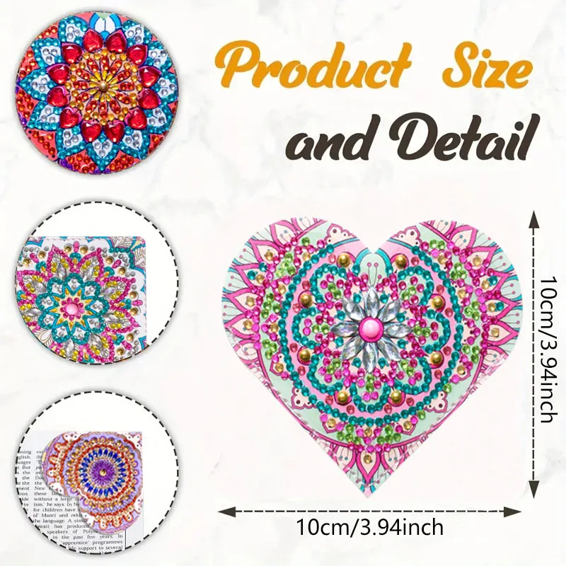 6 DIY Mandala Flower Pattern Diamond Art Corner Bookmarks, Suitable for Books and Notebooks, Deeply Loved by Readers