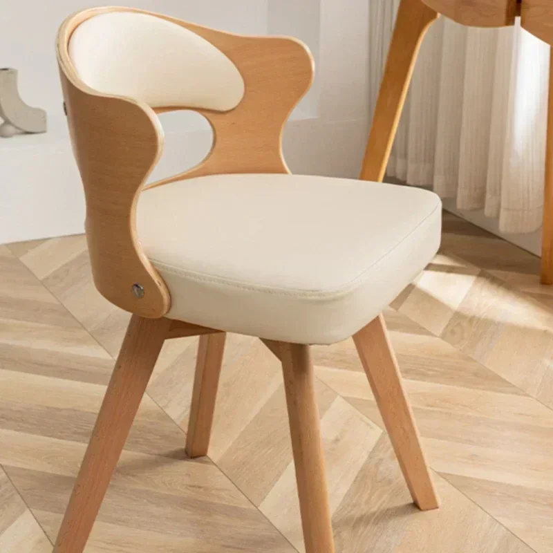 Solid Wood Computer Chair Rotatable Student Seats Durable Writing Chair Curved Backrest Dining Chairs Suitable for Dining Room