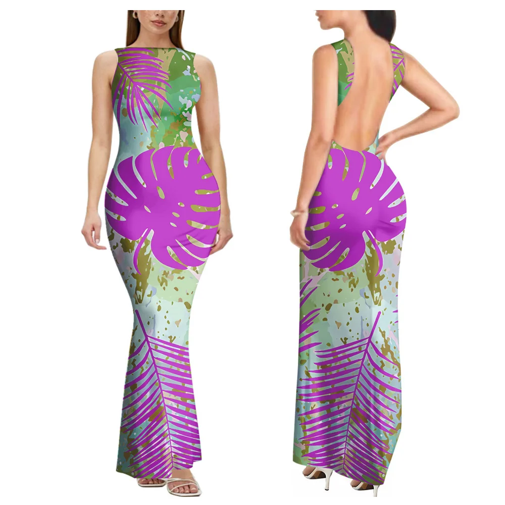 New Design Of A Sexy Floor-Length Dress For Women Polynesian Samoan Island-Style Cocktail Party And Backless Dress