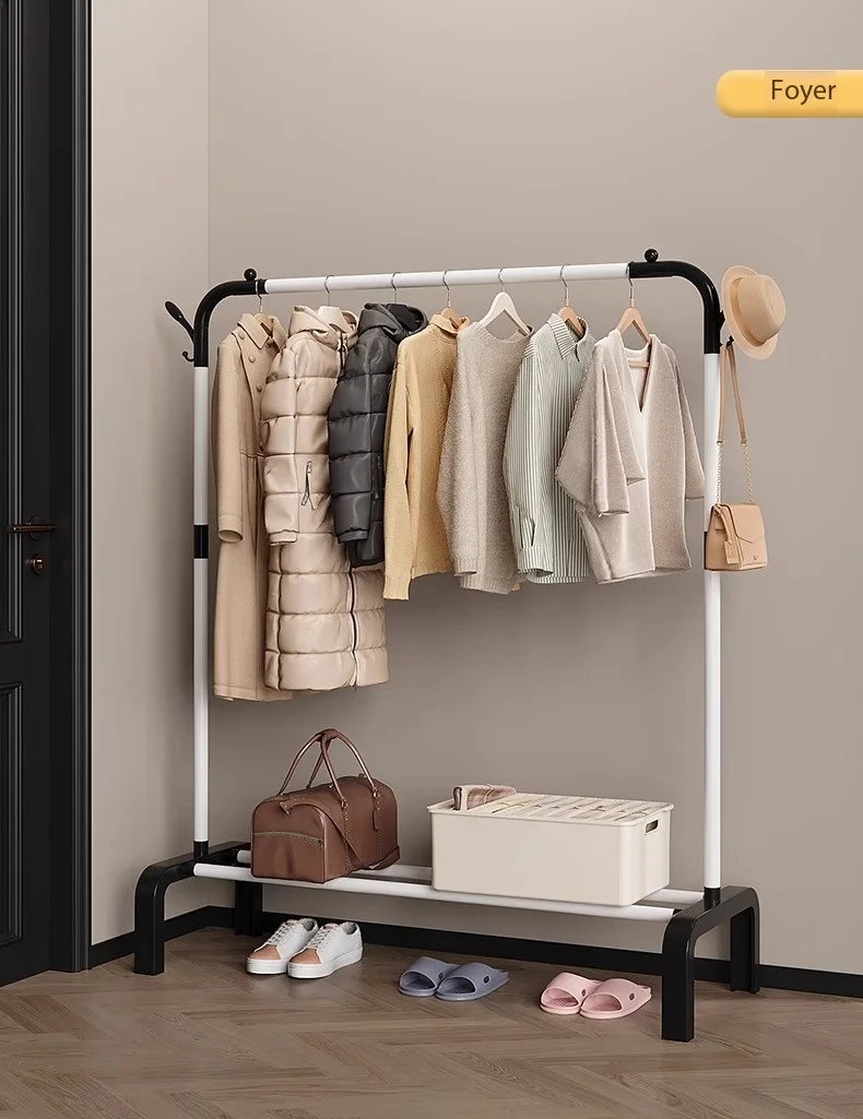 High Quality Fashion Double Bar Clothing Rack with Storage Shelf Display Stand for Retail Store Garment Organization