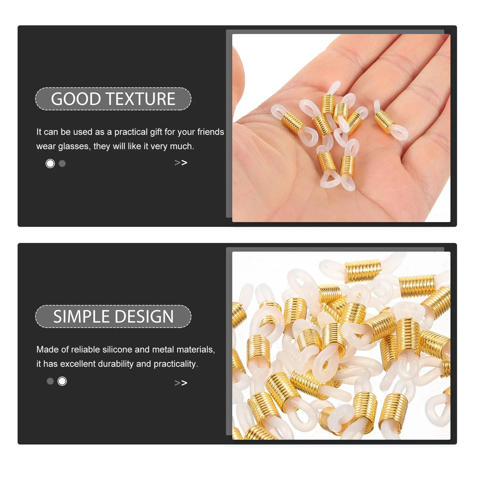 

50 шт. силиконовых фиксаторов для очков, противоскользящие коннекторы для цепочек, держатели для шнурков очков и солнцезащитных очков, надежные крепежные элементы