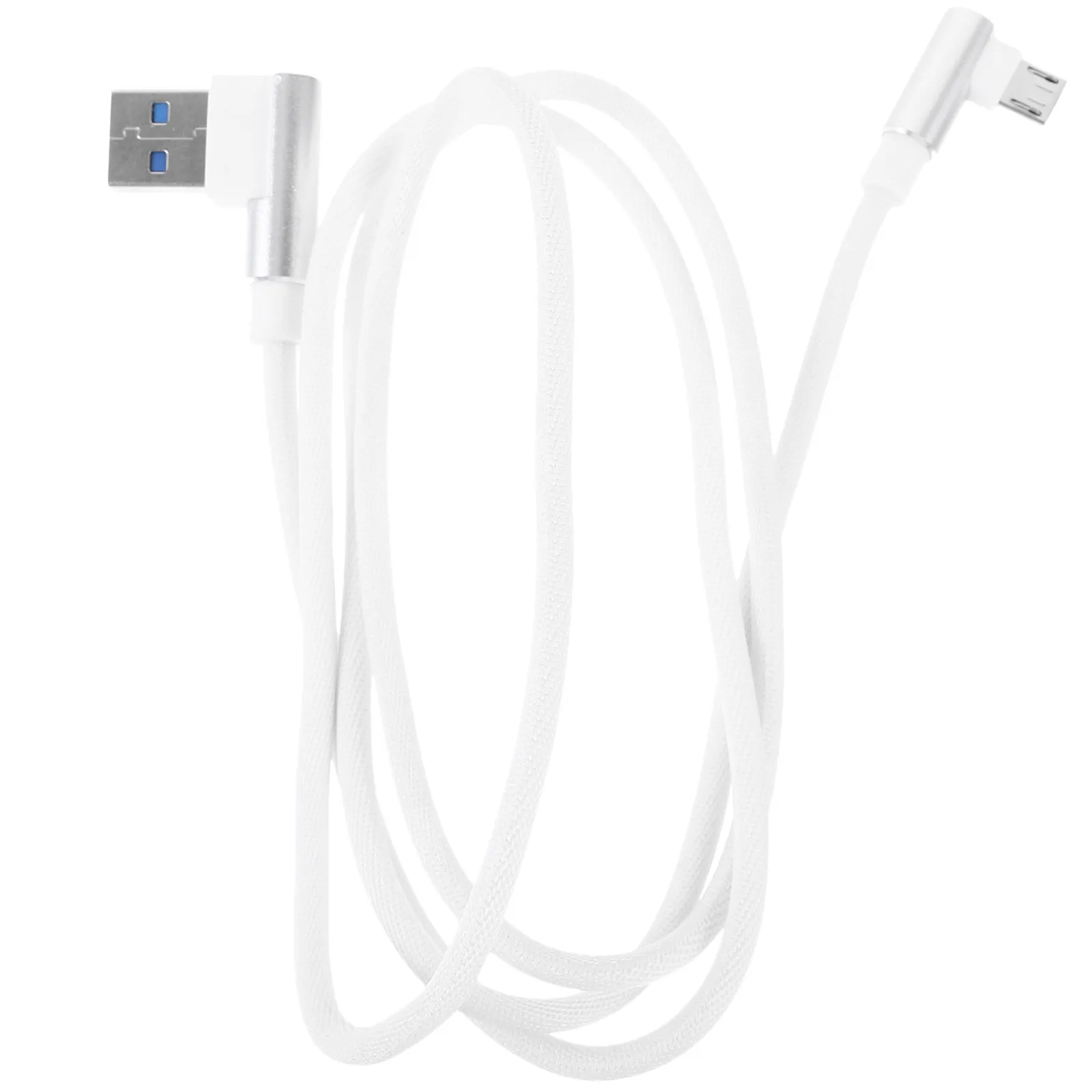 1M Micro USB Cable Right Angle Braided Nylon Charger .4a Fast Charge Sync High Durability Charging Cable for Universal