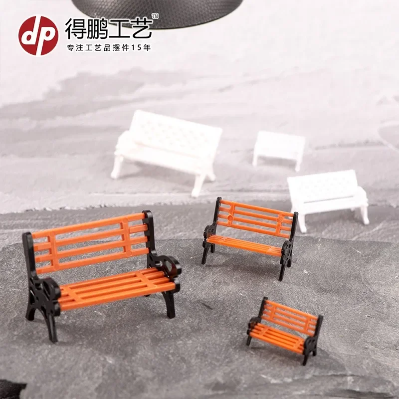 10Pcs Model Park Bench Mini Garden Ornament Miniature Park Bench Craft DIY Figurines Landscape Bench Model Garden Decor Crafts