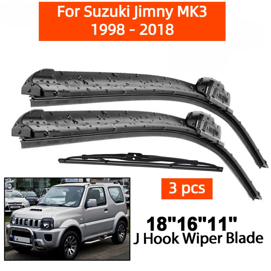 Front & Rear Wiper Blades Set Kit For Suzuki Jimny MK3 1998 - 2018 Windshield Windscreen Window Brush 18