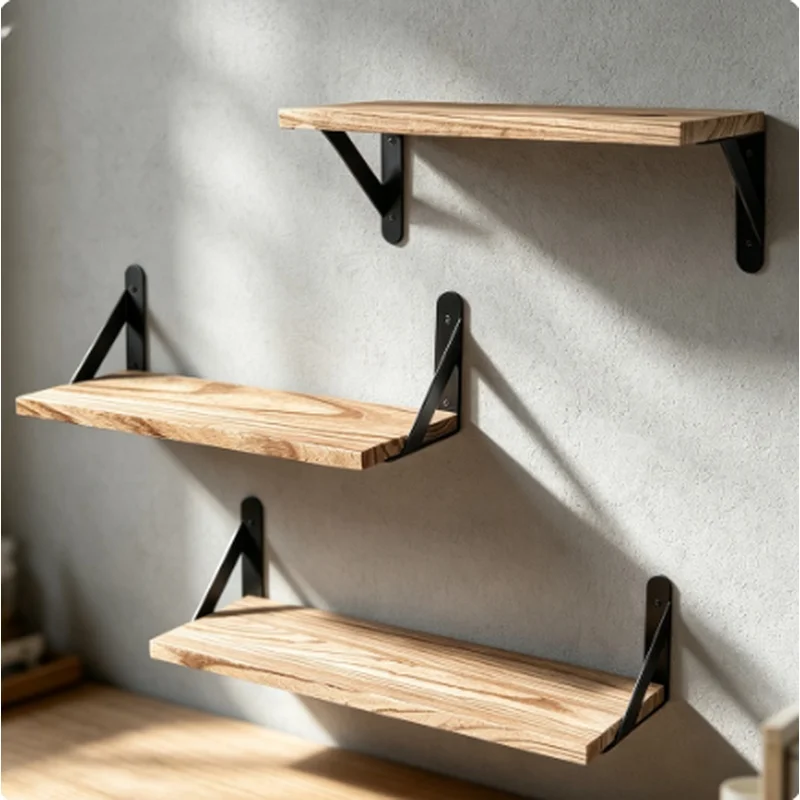 Wooden Floating Wall Shelves Hanging Storage Rack Display Organizer for Bathroom Kitchen Living Room Home Decor