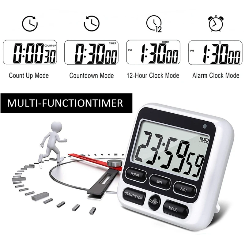 367A Electronic Kitchen Timer LCD Display Large Screen Electronic Timer Positive Negative Baking Timer Reminder Timing Alarm