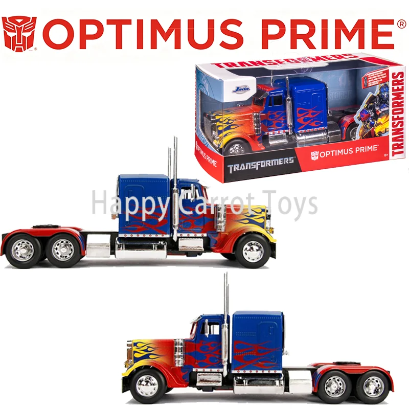Jada Transformers T1 Optimus Prime Original, Camión de Juguete de Metal Fundido a Presión, Escala 1:32, Modelo de Camión con Retroceso, Vehículo de Película, Regalo Coleccionable