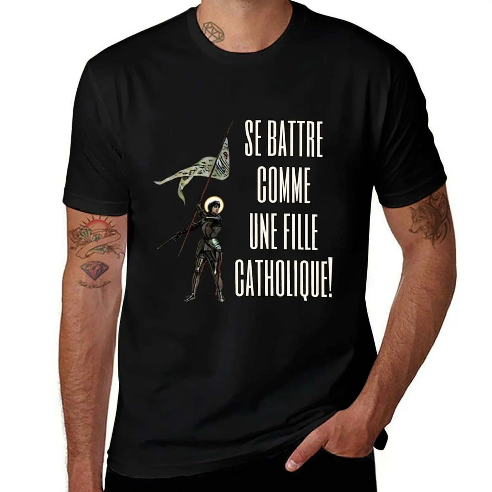 Jeanne d'Arc - Se battre comme une fille Catholique T-Shirt Sports Casual Short Sleeve Cotton Tee