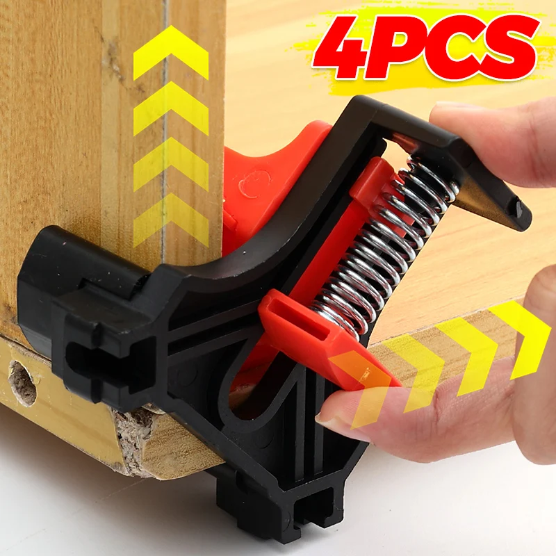 4/1Pcs 90 Degree Corner Clamps For Woodworking Fast Adjustable Quick Spring Loaded Woodworking Clamps Cabinets Photo Framing