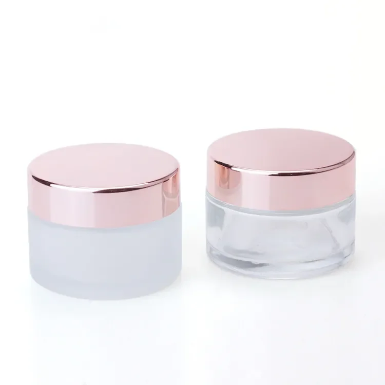 

Wholesale Hot Sale Empty Cosmetics Rose Gold Cream Jar 5/10/15/20/30/50/100ml Empty Frosted Clear Face Mask Eye Cream Packaging