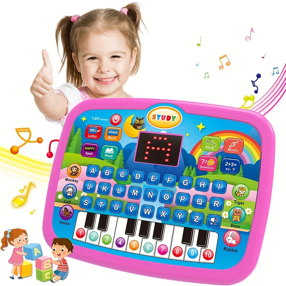 Macchina per l'apprendimento educativo multifunzionale per bambini, apprendimento dell'inglese con alfabeto, numeri, funzione musicale, giocattolo educativo