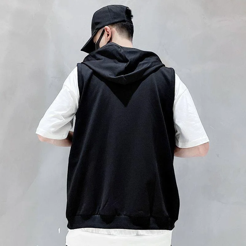 Spring Autumn Men Trendy Slim Fit No Sleeve Sports Bralette Vest Zipper Outdoor Cover Trendy