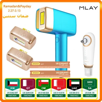 MLAY T14 Laser Haar Entfernung Permanent Malaiische IPL Epilierer Eis Kühlen Schmerzlos Epilierer ein Laser 500000   Blinkt Gesichts- und Körper-Epilierer