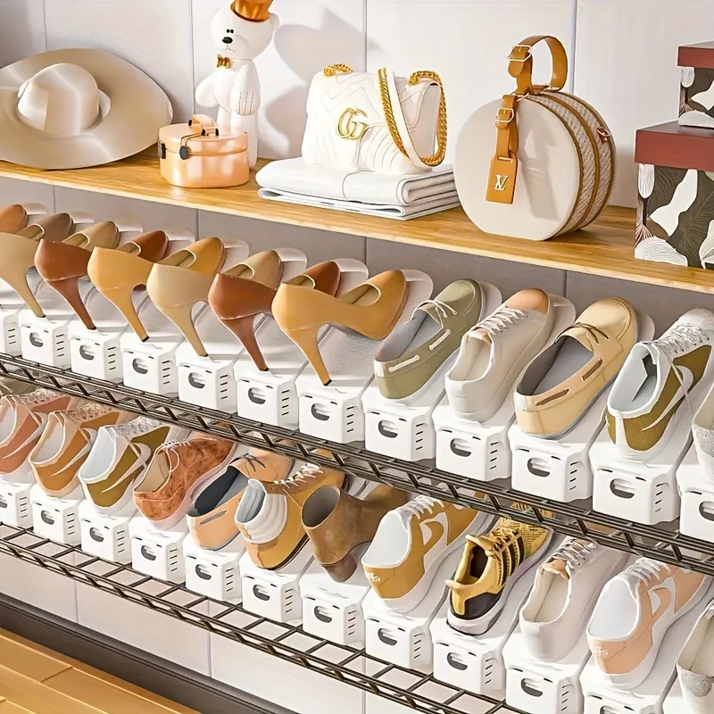 

30-Pack Adjustable Shoe Storage Slots, Space-Saving Plastic Shoe Rack for Closet, Entryway, Hallway, Living Room, Bedroom,