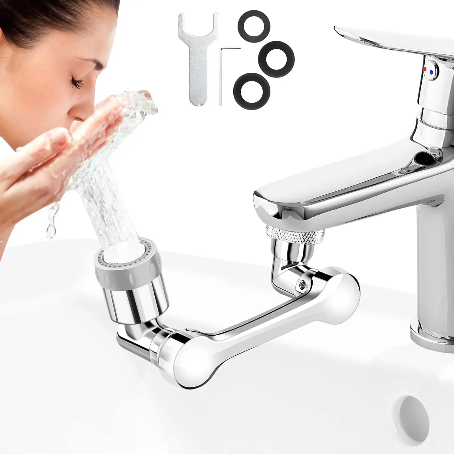 Rotatable Multifunctional Extension Faucet Aerator 1080 Degree Swivel Robotic Arm Water Filter Sink Water Tap Bubbler Sink Fit