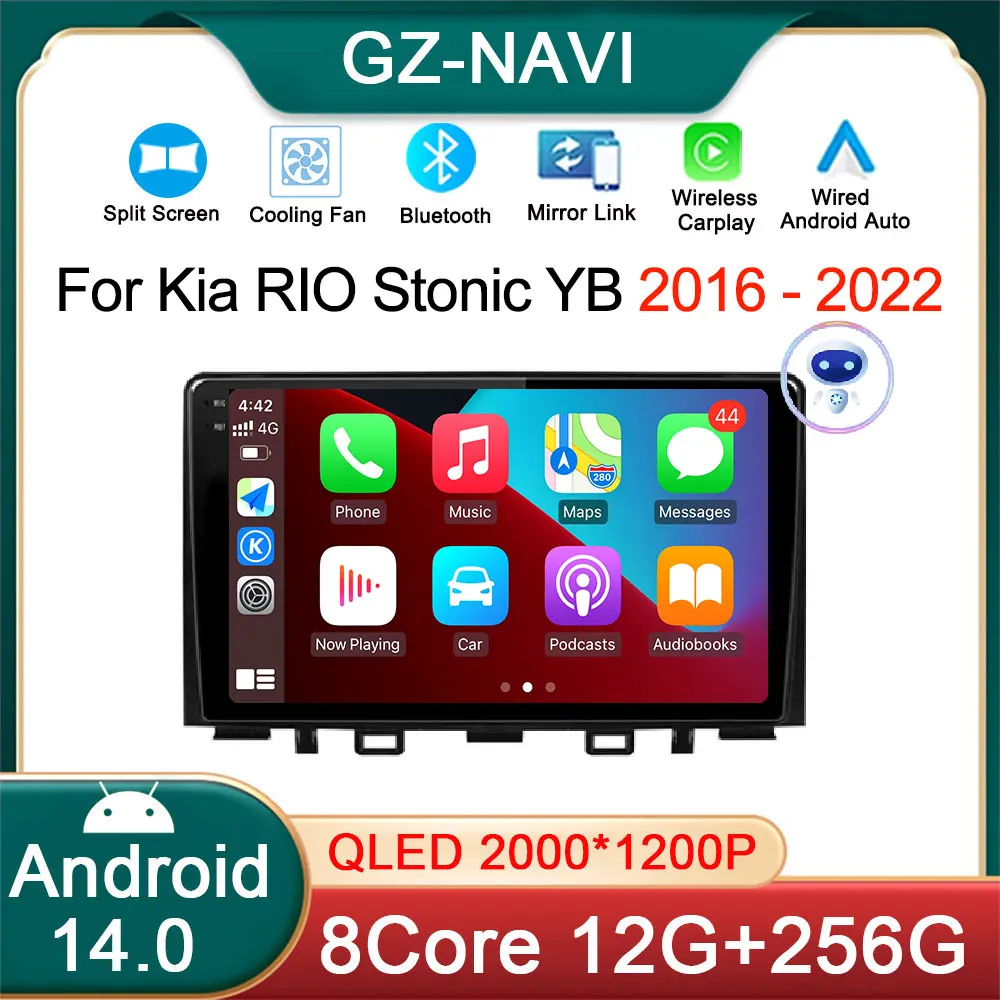 

Android 14 For Kia RIO Stonic YB 2016 2017- 2022 Car Radio Multimedia Video Player Stereo GPS CarPlay Auto 360 Camera WIFI+4G