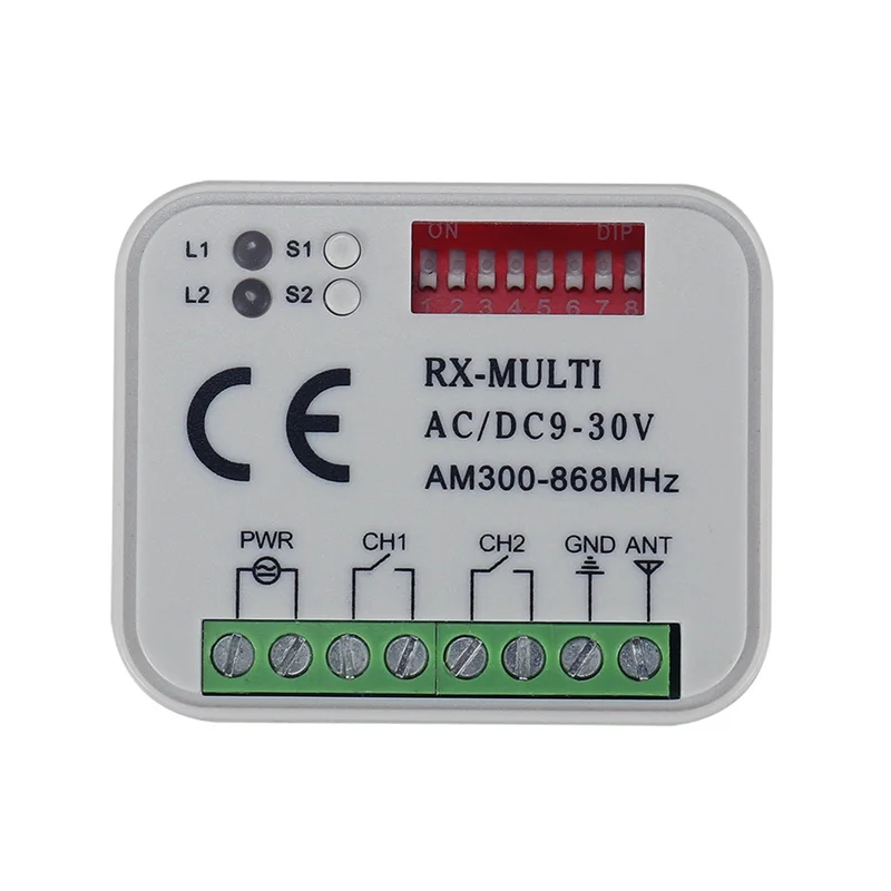 Remote Control Switch Receiver 300-868MHz Receiver Universal AC/DC 9-30V for Garage Door Control Garage Switch