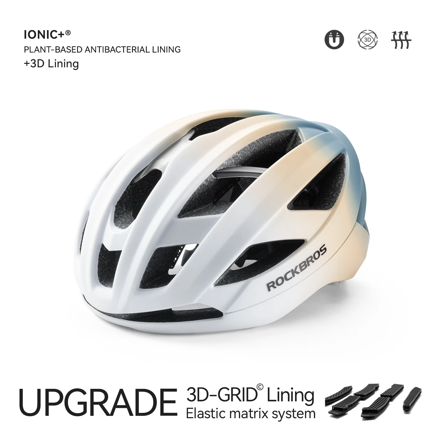ROCKBROS Fiets helm lichtgewicht ademend antibacterieel geïntegreerd vormgegeven helm met verstelbare magnetische gespsluiting