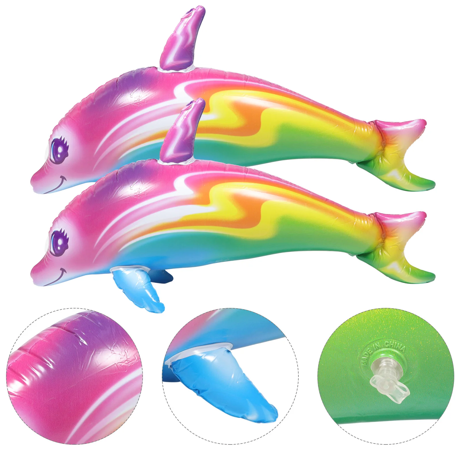 

2 Pcs Inflatable Dolphin Toy Child Children's Toys Sea Animal Creature Balloon Decor Pvc