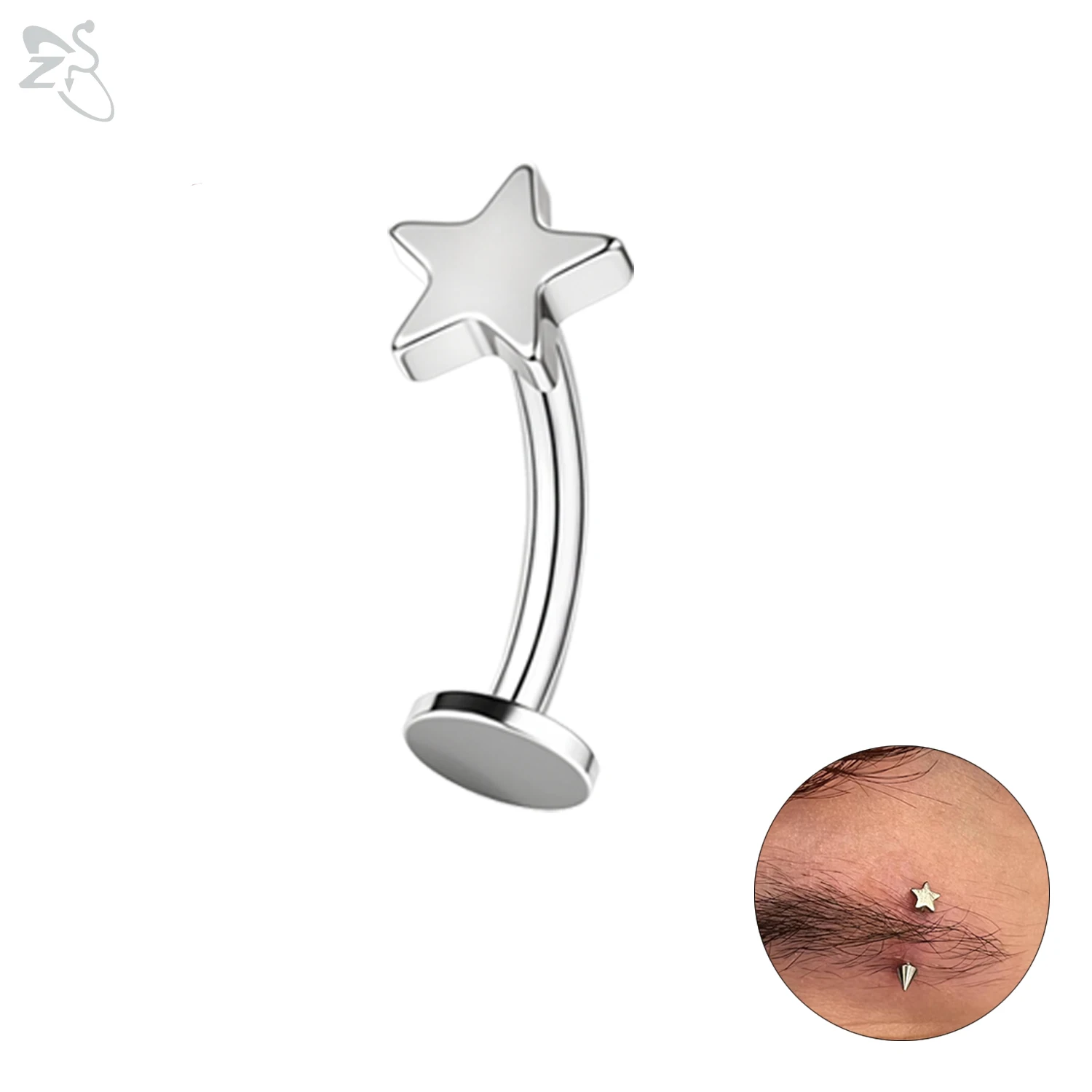 ZS 1 STÜCK Spike Bridge Piercing Edelstahl Augenbrauenring Gebogener Langhantel Knorpelohrring Herz Mond Stern Kegel Labret Piercing