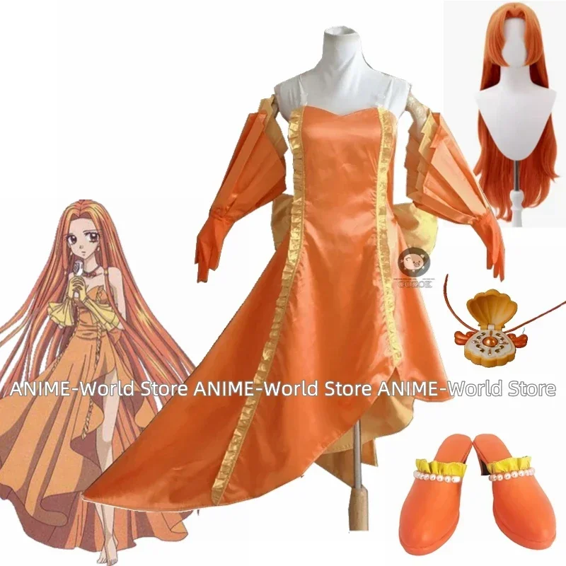 

《Custom size》Anime Melody Pichi Pichi Pitch Seira Dress Cosplay Costume With Gloves Prop necklace Suit Wig Shoes Any Size